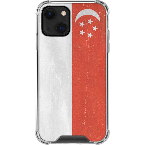 Singapore Flag Distressed iPhone 13 Mini Clear Case